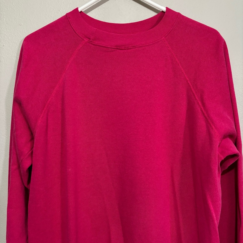 90s Vtg Pink Pullover Crewneck Sweatshirt Shredded Floral Details Size Lg - Picture 4 of 5